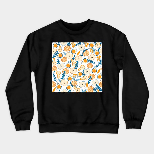 Bright summer pattern with fruits Crewneck Sweatshirt by Lozovytska